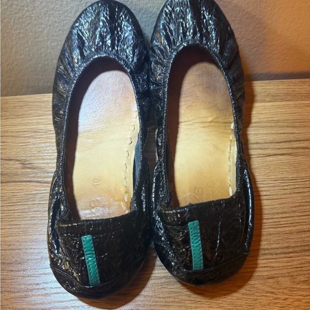 Tieks Obsidian Black Flats W/ Tieks Tote Storage Bag Size 10